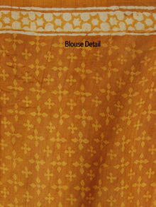 Tussar Handloom Silk Hand Block Printed Saree in Rust Ivory Orange - S031702536