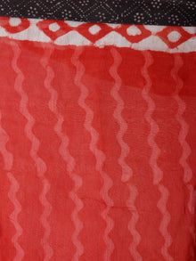 Red Ivory Chanderi Hand Block Printed Saree With Dark Brown Border - S03170444