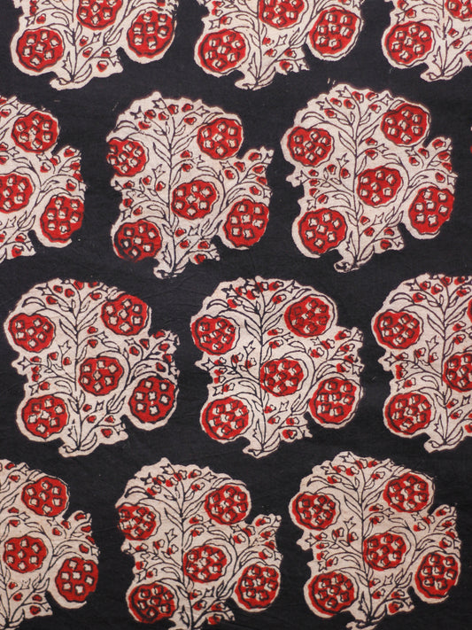 Black Ivory Red Hand Block Printed Cotton Fabric Per Meter - F001F1806