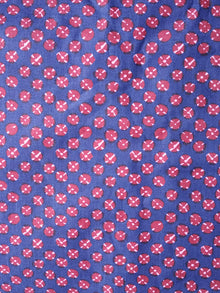 Navy Blue Red Hand Block Printed Cotton Fabric Per Meter - F001F1862