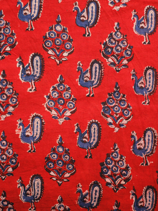 Rust Ivory Indigo Hand Block Printed Cotton Fabric Per Meter - F001F1808