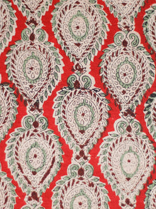 Red Ivory Green Hand Block Printed Cotton Fabric Per Meter - F001F1811