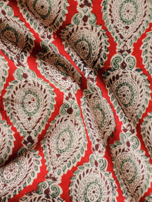 Red Ivory Green Hand Block Printed Cotton Fabric Per Meter - F001F1811