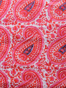 Pink Red White Blue Hand Block Printed Cotton Fabric Per Meter - F001F1480