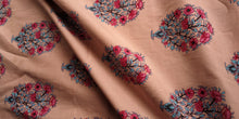 Peach pink Hand Block Printed Cotton Fabric Per Meter - F001F1893