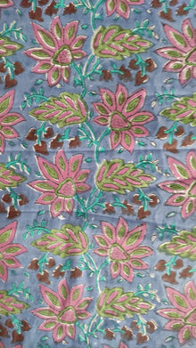 Hand Block Printed Cotton Fabric Per Meter - F001F2647