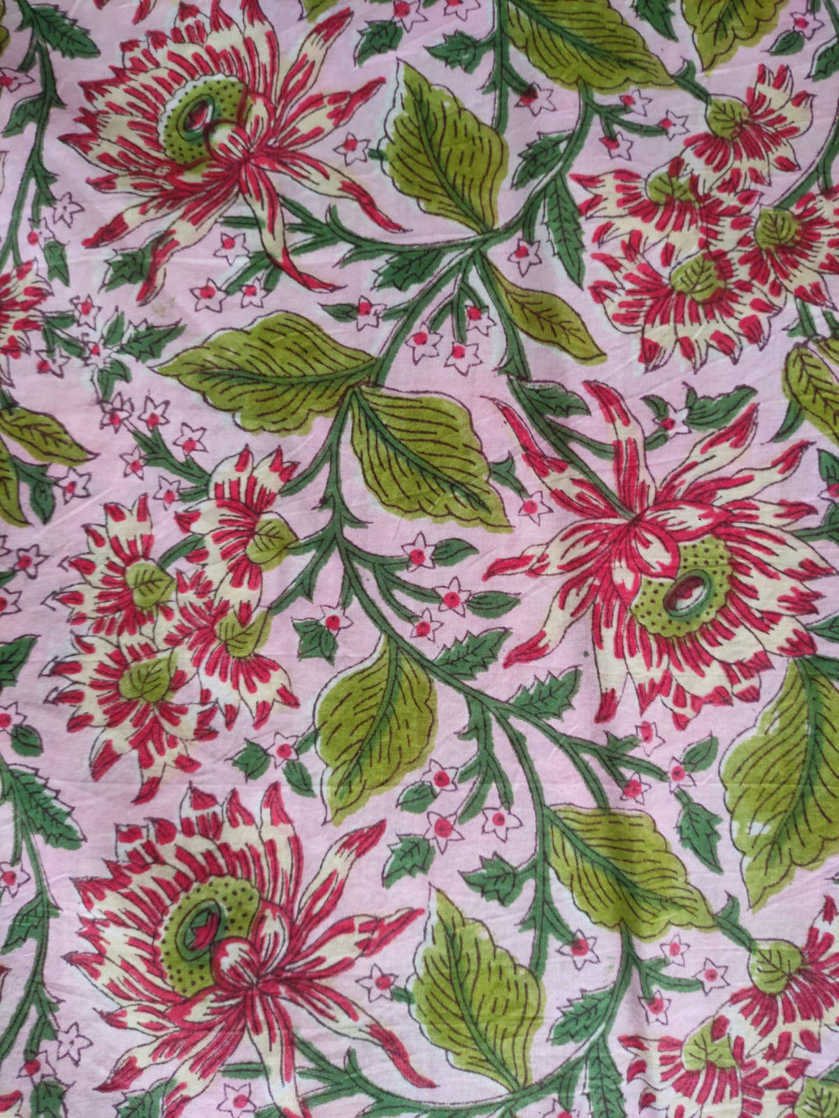 Hand Block Printed Cotton Fabric Per Meter - F001F2673