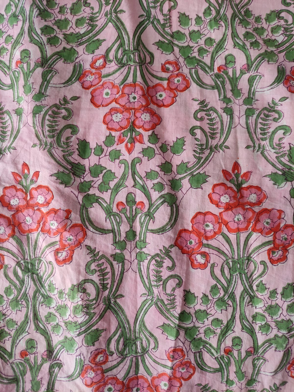 Hand Block Printed Cotton Fabric Per Meter - F001F2668