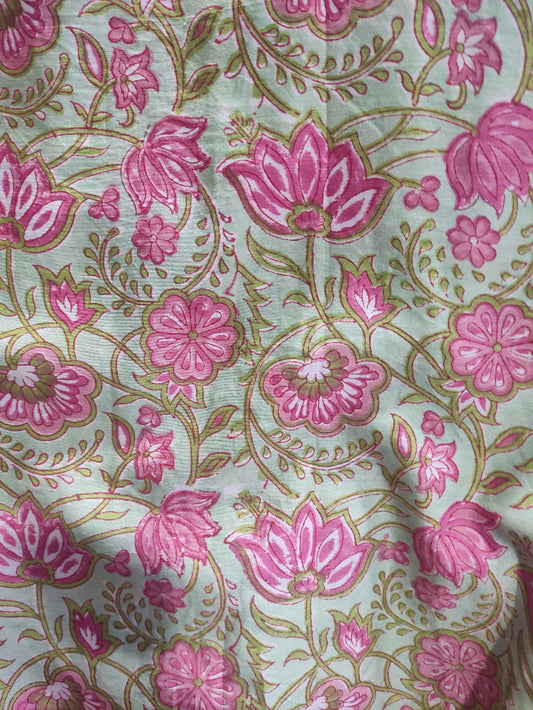 Hand Block Printed Cotton Fabric Per Meter - F001F2707