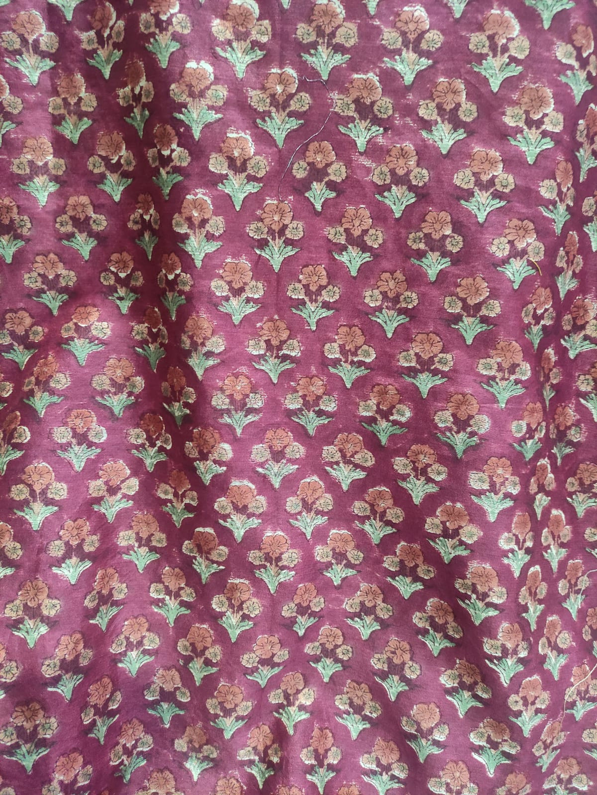 Hand Block Printed Cotton Fabric Per Meter - F001F2706