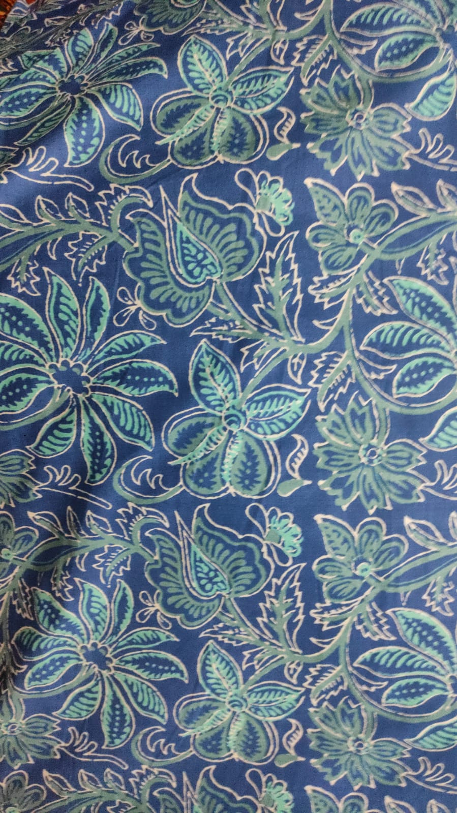 Hand Block Printed Cotton Fabric Per Meter - F001F2711