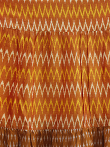 Orange Yellow Ivory Hand Woven Mercerized Cotton Ikat Tier Dress - D135F837