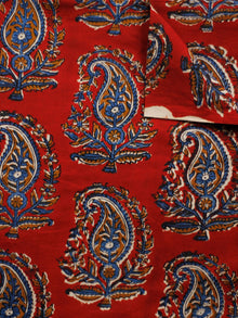 Red Ivory Indigo Rust Hand Block Printed Cotton Fabric Per Meter - F001F1827