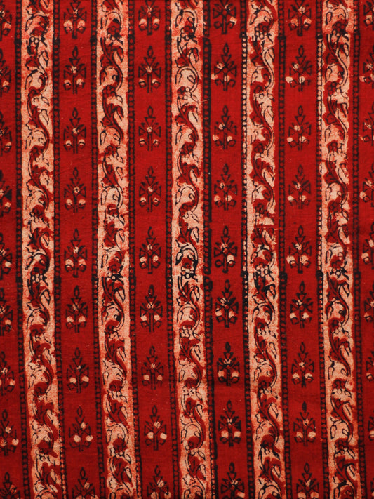 Maroon Ivory Black Hand Block Printed Cotton Fabric Per Meter - F001F1829