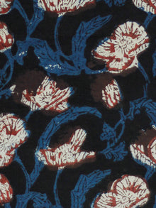 Indigo Ivory Rust Hand Block Printed Cotton Fabric Per Meter - F001F1826