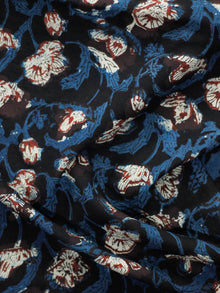 Indigo Ivory Rust Hand Block Printed Cotton Fabric Per Meter - F001F1826