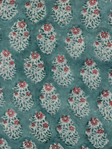 Pastel Green Pink White Hand Block Printed Modal Cotton Fabric Per Meter - F001F1845