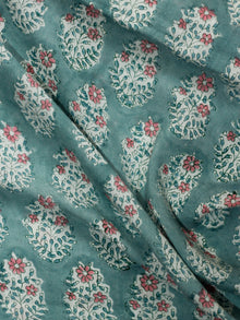 Pastel Green Pink White Hand Block Printed Modal Cotton Fabric Per Meter - F001F1845