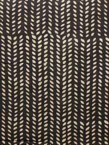 Black Beige Hand Block Printed Cotton Fabric Per Meter - F001F1828