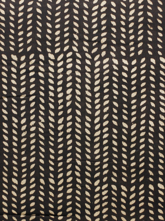 Black Beige Hand Block Printed Cotton Fabric Per Meter - F001F1828