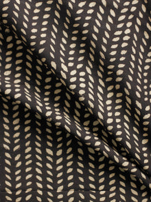 Black Beige Hand Block Printed Cotton Fabric Per Meter - F001F1828