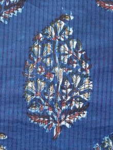 Indigo Mustard Rust Hand Block Printed Cotton Fabric Per Meter - F001F1835