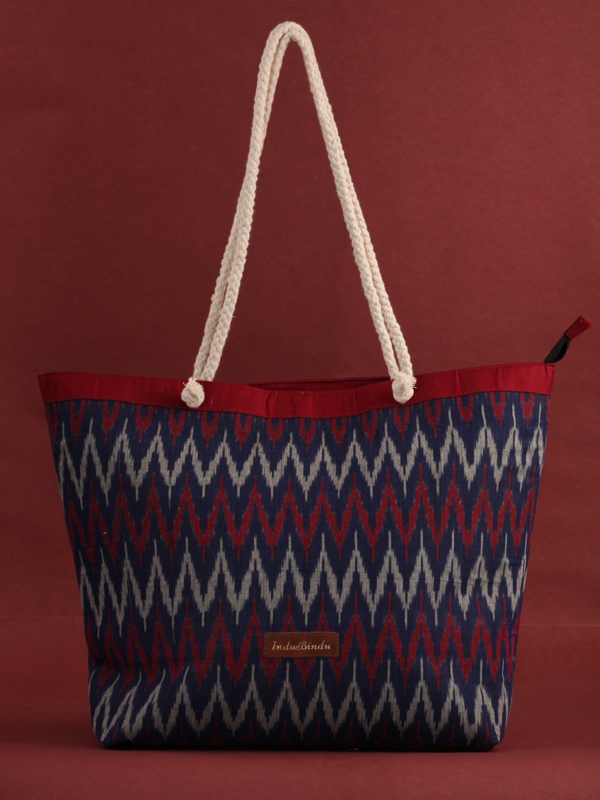 Indigo Red Ikat Tote Bag - B0805