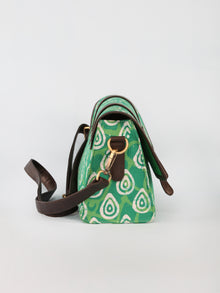 Green Hand Block Printed Sling Bag - B01003