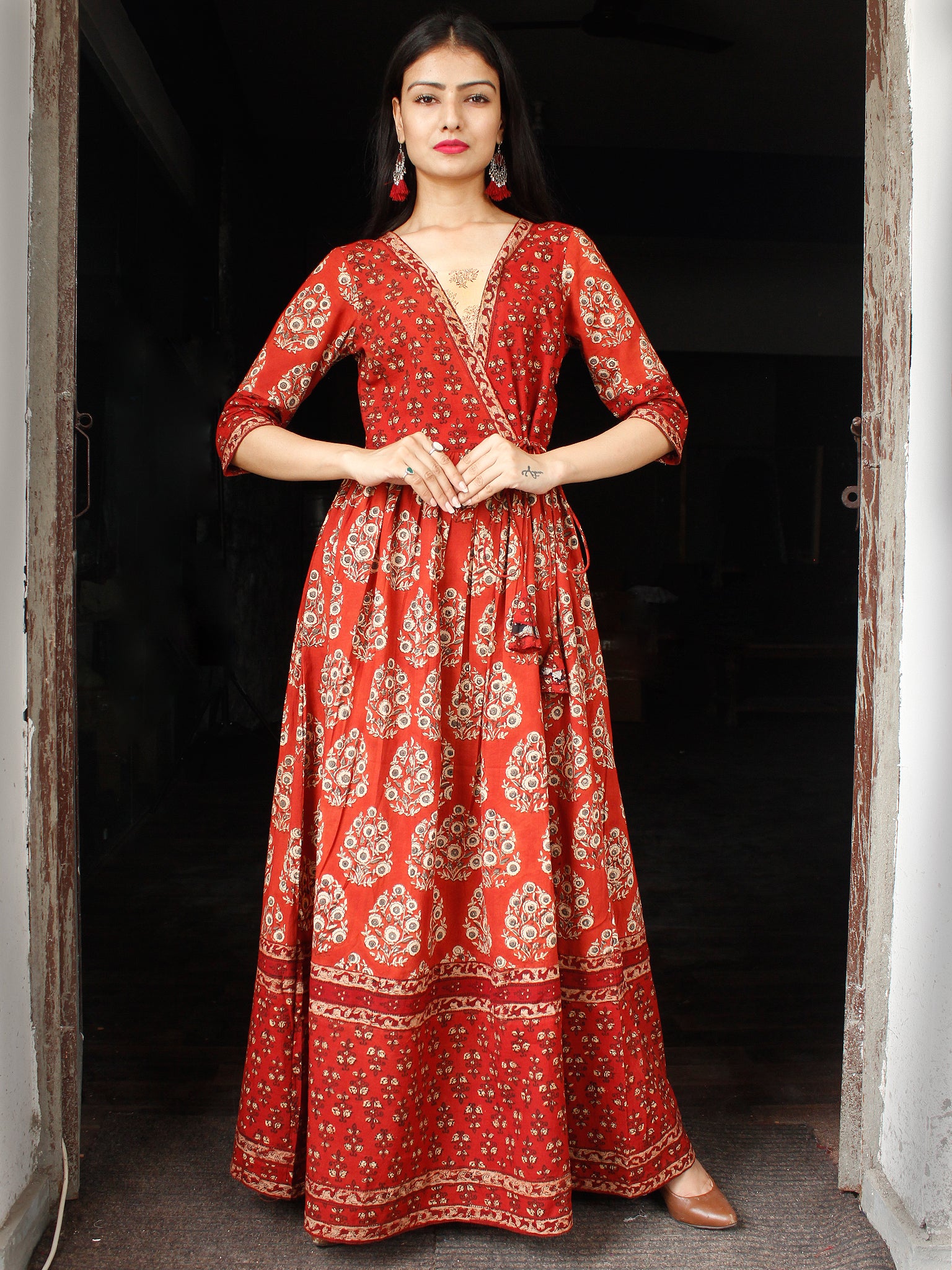 Motif Saga - Hand Block Printed Cotton Long Angrakha Dress - D338F1830 ...