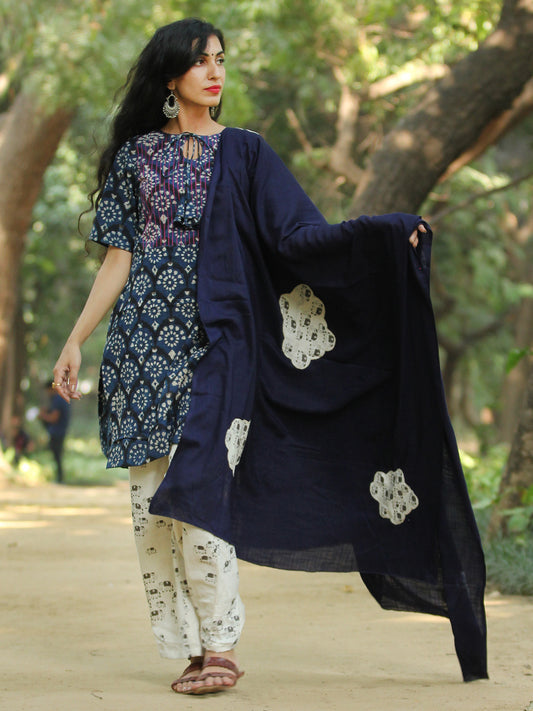 Patchy Indigo - Hand Block Printed Kurta Set - SS01F1730