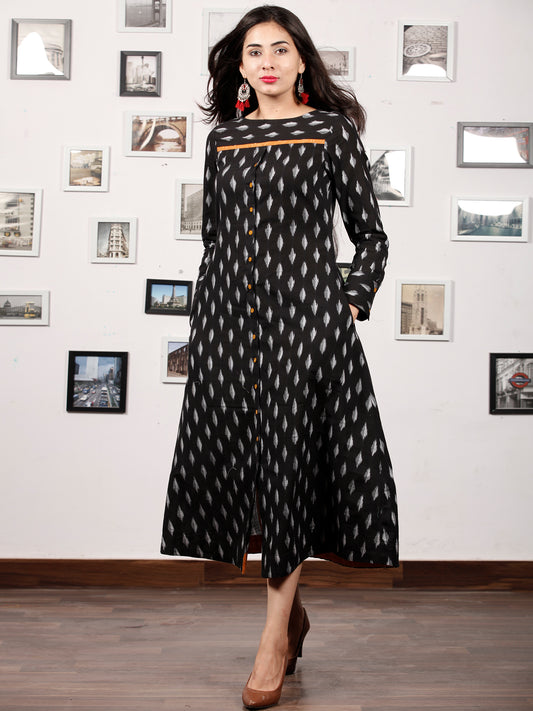 Black MAGIC - Handwoven Ikat Midi Dress - D326F737