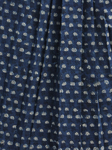 Indigo Rust Mustard Black Long Hand Block Printed Cotton Dress With Knife Pleats & Side Pockets - D90F600