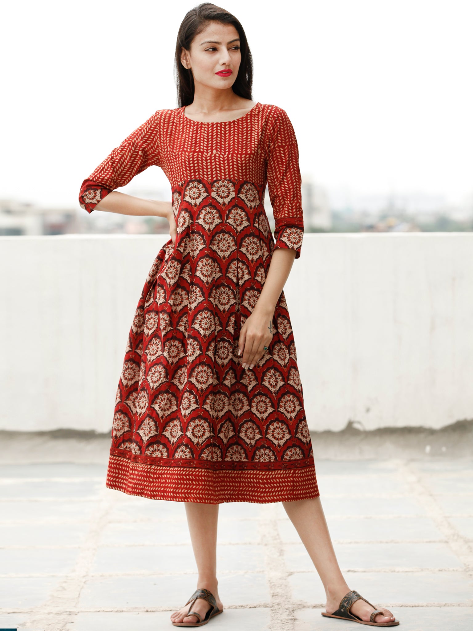 Rustic Fashion - Block Printed Cotton Dress - D361F1805 – InduBindu