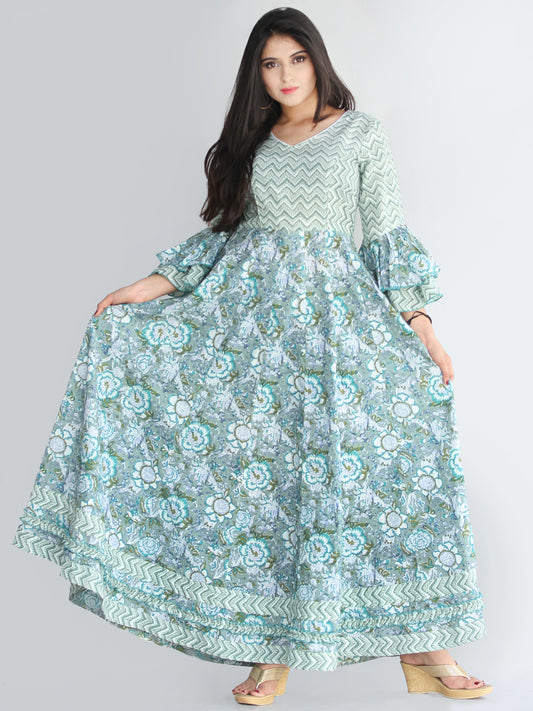 Raima - Hand Block Printed Panel Long Dress - D420F2246