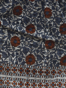 Ivory Grey Rust Beige Black Hand Block Printed Cotton Dress With Gathers And Side Pockets  - D73F599