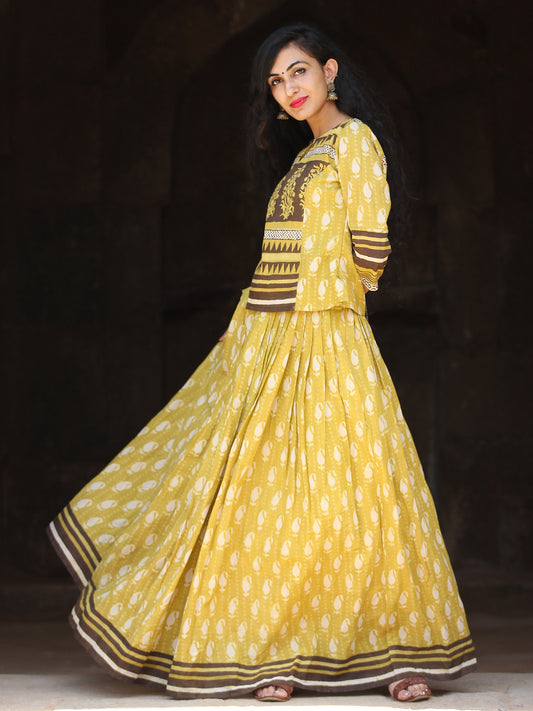 Naaz Nazah - Hand Block Printed Long Top And Skirt Dress - DS73F001