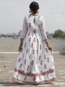 Naaz Fana - Hand Block Floral Printed Cotton Dress With Gathers  -  DS40F001