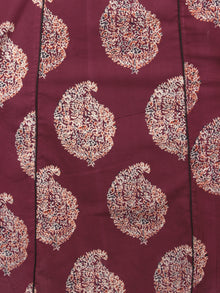 Maroon Ivory Ajrakh Block Printed Cotton Panel Dress- D5868801