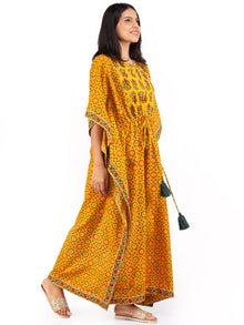 Yellow Red  Green Ajrakh Hand Block Printed Kaftan - K143F1590