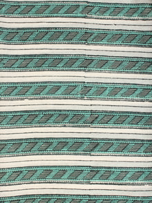 Sea Green Grey Hand Block Printed Cotton Fabric Per Meter - F001F2159