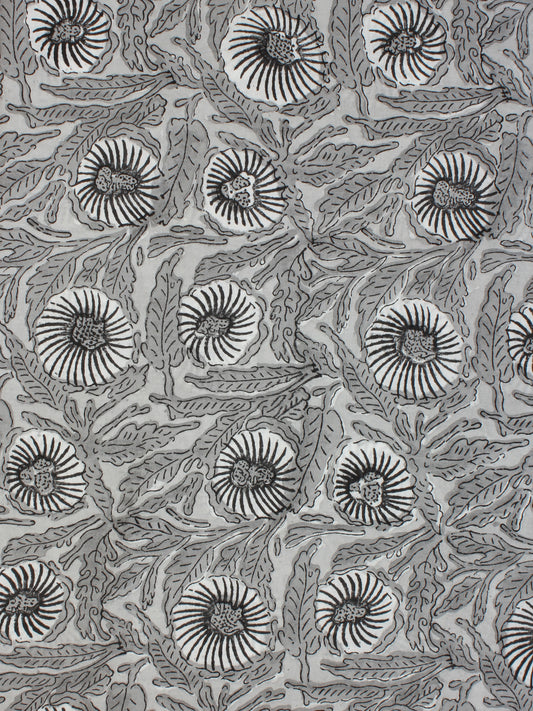 White Grey Black Block Printed Cotton Fabric Per Meter - F001F2240