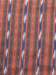 Rust Blue White Pochampally Hand Woven Ikat Fabric Per Meter - F002F1049