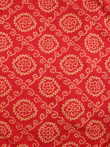 Red Yellow Bandhini Hand Block Printed Cotton Fabric Per Meter - F001F2053