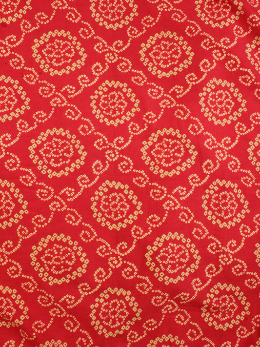 Red Yellow Bandhini Hand Block Printed Cotton Fabric Per Meter - F001F2053