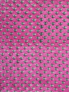 Pink Green Hand Block Printed Cotton Fabric Per Meter - F001F2126