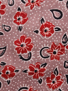 Light Brown Red Black Ajrakh Hand Block Printed Cotton Fabric Per Meter - F003F1575