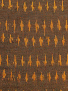 Brown Golden Yellow Pochampally Hand Weaved Ikat Mercerised Cotton Fabric Per Meter - F002F1020