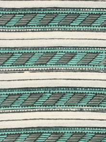 Sea Green Grey Hand Block Printed Cotton Fabric Per Meter - F001F2159