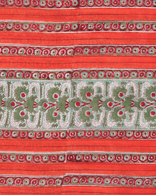 Orange Red Green White Block Printed Cotton Fabric Per Meter - F001F2402