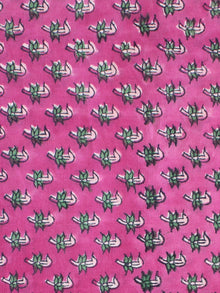 Pink Green Hand Block Printed Cotton Fabric Per Meter - F001F2126